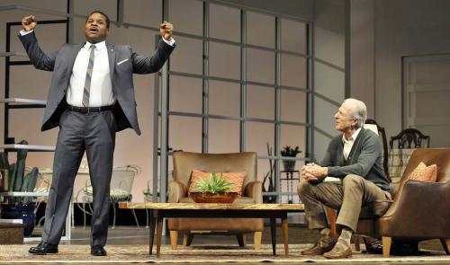 Guess Who's Coming to Dinner: Malcolm-Jamal Warner and Will Lyman star in the Huntington Theatre Company production of Todd Kreidler’s comedy Guess Who's Coming to Dinner, which runs through Oct. 5 at the Avenue of the Arts / BU Theatre. Photo by Paul Marotta